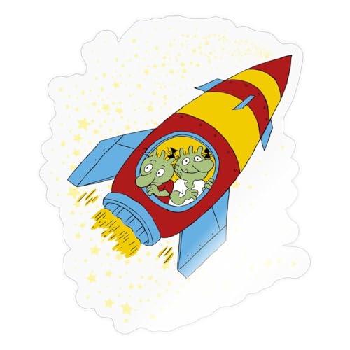 Spreadshirt Die Olchis Classic Fliegen Mit Einer Rakete Sticker, max. 10 x 10 cm, 10 x 10 cm, Transparent glänzend von Spreadshirt