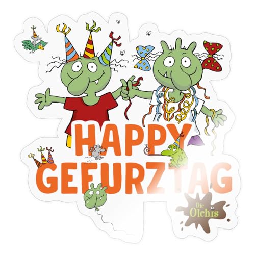 Spreadshirt Die Olchis Classic Happy Gefurztag Geburtstag Sticker, max. 10 x 10 cm, 10 x 10 cm, Transparent glänzend Spreadshirt Die Olchis Classic Happy Gefurztag Geburtstag Sticker, max. 10 x 10 cm, 10 x 10 cm, Transparent glänzend von Spreadshirt