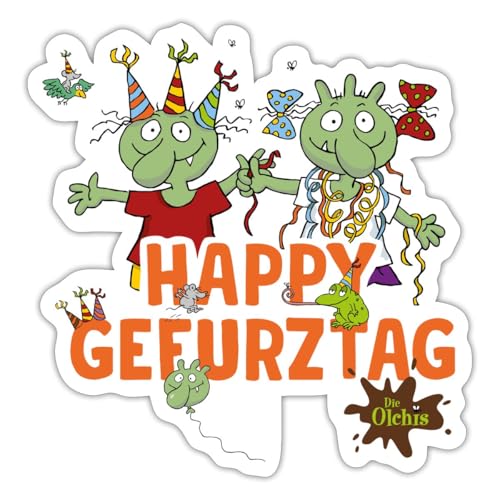 Spreadshirt Die Olchis Classic Happy Gefurztag Geburtstag Sticker, max. 10 x 10 cm, 10 x 10 cm, Mattweiß Spreadshirt Die Olchis Classic Happy Gefurztag Geburtstag Sticker, max. 10 x 10 cm, 10 x 10 cm, Mattweiß von Spreadshirt