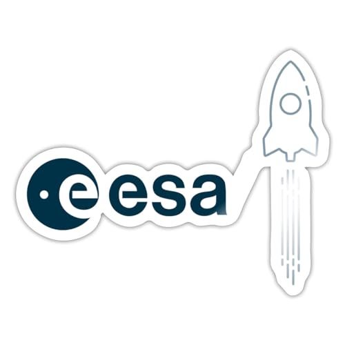 Spreadshirt ESA European Space Agency Europäische Weltraumorganisation Logo Rakete Raketenstart Sticker, 10 x 10 cm, Weiß glänzend von Spreadshirt