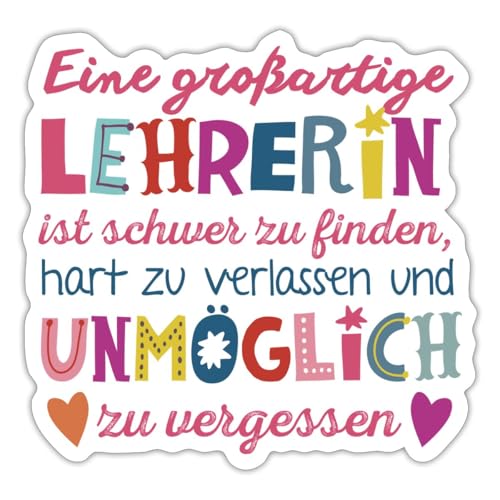 Spreadshirt Großartige Lehrerin Abschiedsgeschenk Sticker, max. 10 x 10 cm, 10 x 10 cm, Mattweiß von Spreadshirt