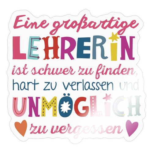 Spreadshirt Großartige Lehrerin Abschiedsgeschenk Sticker, max. 10 x 10 cm, 10 x 10 cm, Transparent glänzend Spreadshirt Großartige Lehrerin Abschiedsgeschenk Sticker, max. 10 x 10 cm, 10 x 10 cm, Transparent glänzend von Spreadshirt