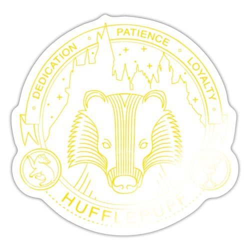 Spreadshirt Harry Potter Hufflepuff Dachs Wappen Sticker, max. 10 x 10 cm, 10 x 10 cm, Weiß glänzend von Spreadshirt