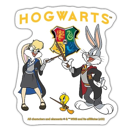 Spreadshirt Hogwarts Zauberei Looney Tunes Sticker, 10 x 10 cm, Mattweiß von Spreadshirt