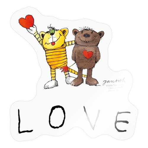 Spreadshirt Janosch Tiger und Bär Love Liebe Sticker, max. 10 x 10 cm, 10 x 10 cm, Transparent glänzend von Spreadshirt