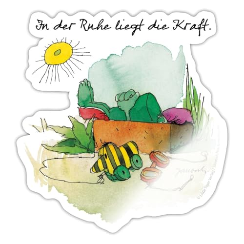 Spreadshirt Janoschs Frosch und Tigerente Entspannung Spruch Sticker, max. 10 x 10 cm, 10 x 10 cm, Weiß glänzend von Spreadshirt
