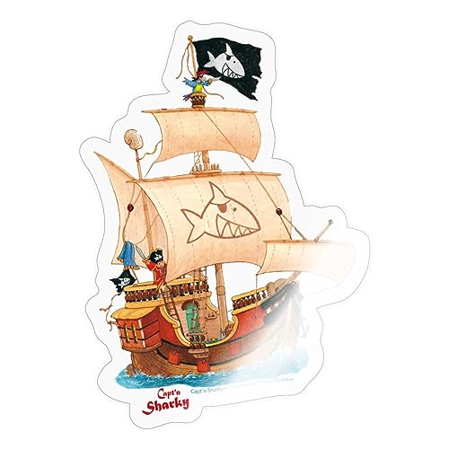 Spreadshirt Käpt'n Sharky Schiffscrew Sticker, 10 x 10 cm, Transparent glänzend von Spreadshirt
