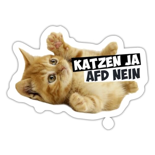 Spreadshirt Katzen Ja AFD Nein Anti-AFD Sticker, 10 x 10 cm, Mattweiß von Spreadshirt