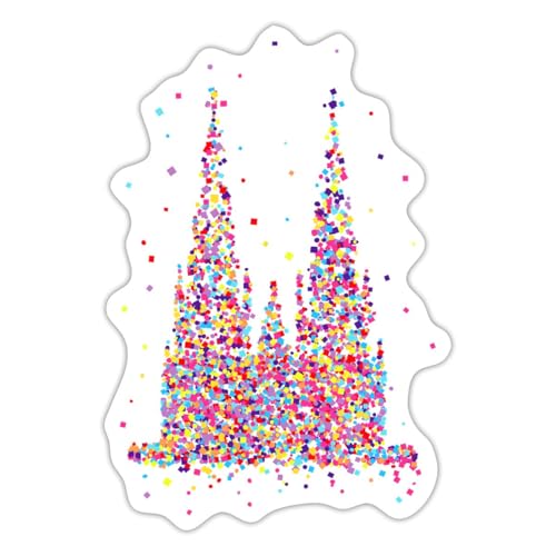 Spreadshirt Köln Kölner Dom Karneval Fasching Konfetti Geschenk Sticker, max. 10 x 10 cm, 10 x 10 cm, Mattweiß von Spreadshirt