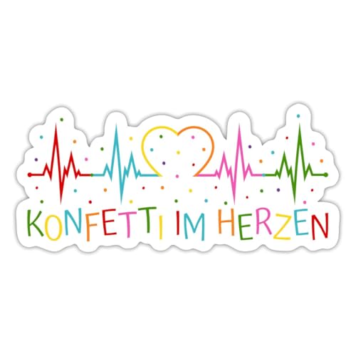 Spreadshirt Konfetti Im Herzen Herzschlag Herz EKG Sticker, max. 10 x 10 cm, 10 x 10 cm, Mattweiß von Spreadshirt