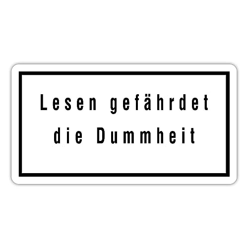 Spreadshirt Lesen Gefährdet Die Dummheit Bücherwurm Leseratte Sticker, 10 x 10 cm, Mattweiß von Spreadshirt