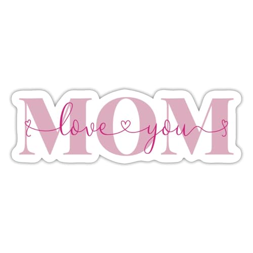 Spreadshirt Mom Schriftzug Love You Muttertag Sticker, max. 10 x 10 cm, 10 x 10 cm, Mattweiß von Spreadshirt