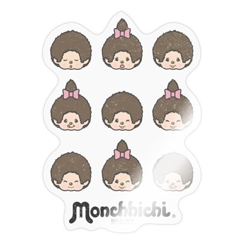 Spreadshirt Monchhichi Gesichter Emotionen Sticker, max. 10 x 10 cm, 10 x 10 cm, Transparent glänzend von Spreadshirt