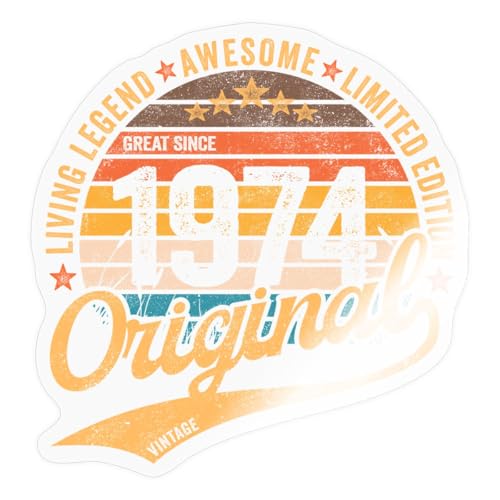 Spreadshirt Original Seit 1974 50. Geburtstag Geschenk Geschenkidee Sticker, 10 x 10 cm, Transparent glänzend von Spreadshirt