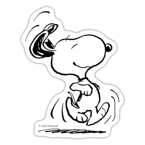 Spreadshirt Peanuts Snoopy Freut Sich Sticker, max. 10 x 10 cm, 10 x 10 cm, Mattweiß von Spreadshirt