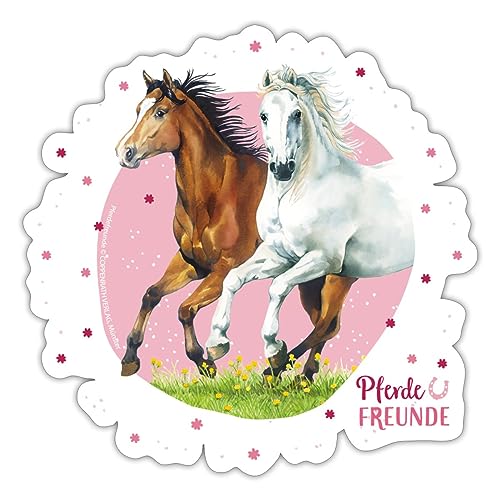 Spreadshirt Pferdefreunde Pferde Galoppieren Sticker, 10 x 10 cm, Mattweiß von Spreadshirt