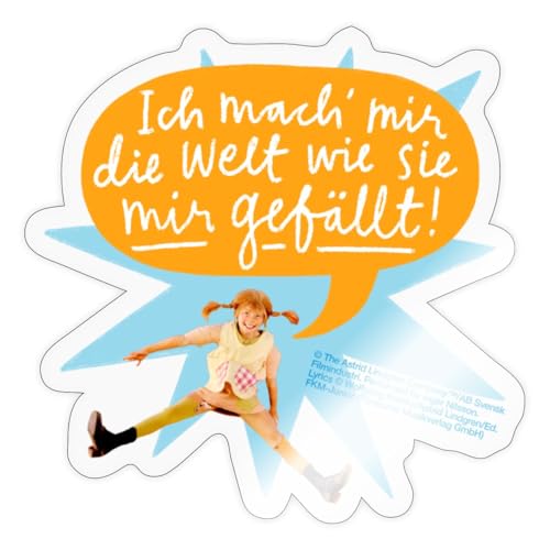 Spreadshirt Pippi Langstrumpf Springende Pippi Mit Sprechblase Sticker, max. 10 x 10 cm, 10 x 10 cm, Transparent glänzend von Spreadshirt
