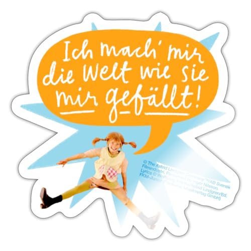 Spreadshirt Pippi Langstrumpf Springende Pippi Mit Sprechblase Sticker, max. 10 x 10 cm, 10 x 10 cm, Weiß glänzend von Spreadshirt