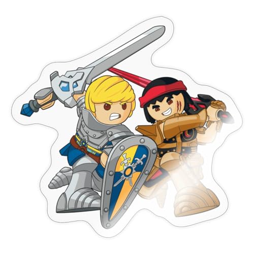 Spreadshirt Playmobil Novelmore Prinz Arwynn Und Brody Sticker, 10 x 10 cm, Transparent glänzend von Spreadshirt