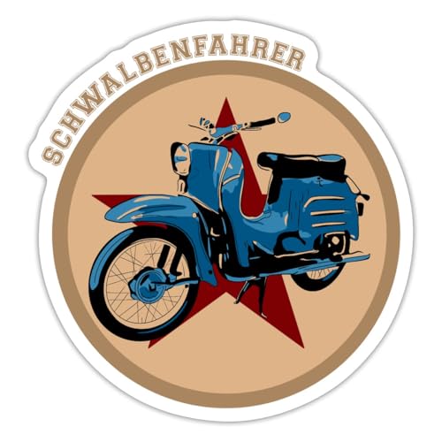 Spreadshirt Schwalbenfahrer Simson Schwalbe Vintage Sticker, max. 10 x 10 cm, 10 x 10 cm, Mattweiß von Spreadshirt