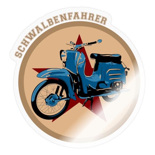 Spreadshirt Schwalbenfahrer Simson Schwalbe Vintage Sticker, max. 10x10 cm, 10 x 10 cm, Transparent glänzend von Spreadshirt