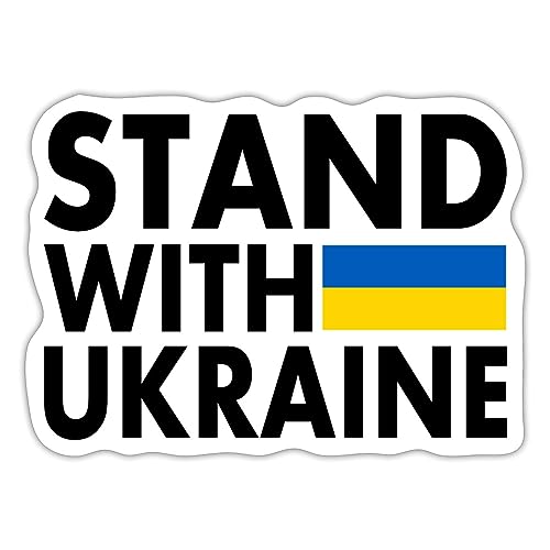 Spreadshirt Stand With Ukraine Flagge Peace Frieden Spruch Sticker, 10 x 10 cm, Mattweiß von Spreadshirt