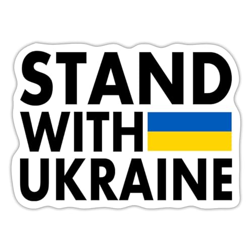 Spreadshirt Stand With Ukraine Flagge Peace Frieden Spruch Sticker, max. 10 x 10 cm, 10 x 10 cm, Mattweiß von Spreadshirt