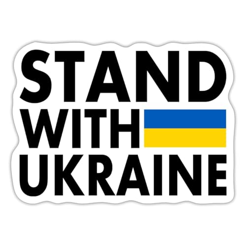 Spreadshirt Stand With Ukraine Flagge Peace Frieden Spruch Sticker, 10 x 10 cm, Mattweiß von Spreadshirt