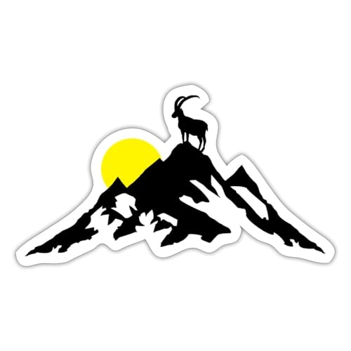 Spreadshirt Steinbock Berggipfel Sticker, max. 10 x 10 cm, 10 x 10 cm, Mattweiß von Spreadshirt