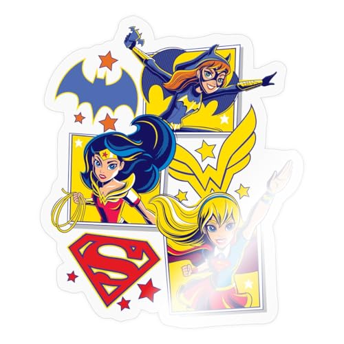Spreadshirt Super Hero Girls Batgirl Wonder Woman Supergirl Kacheln Sticker, max. 10 x 10 cm, 10 x 10 cm, Transparent glänzend von Spreadshirt
