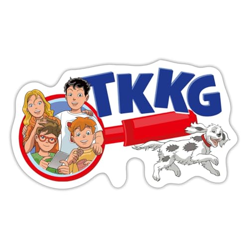 Spreadshirt TKKG Junior Logo Die Bande Mit Oskar Und Lupe Sticker, 10 x 10 cm, Mattweiß von Spreadshirt