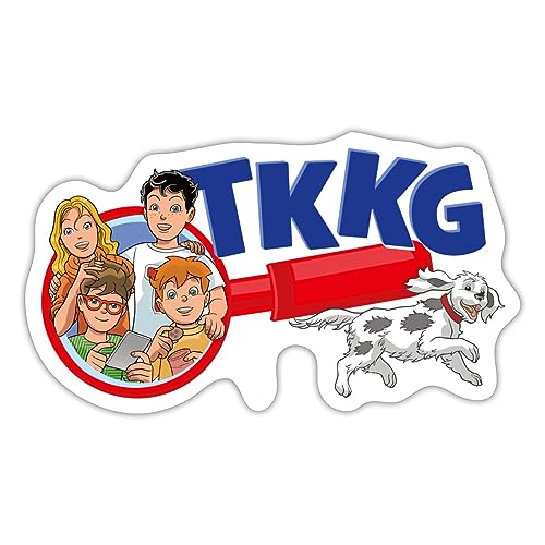 Spreadshirt TKKG Junior Logo Die Bande Mit Oskar Und Lupe Sticker, 10 x 10 cm, Mattweiß von Spreadshirt