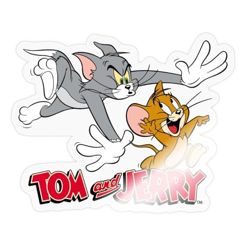 Spreadshirt Tom Und Jerry Verfolgung Sticker, max. 10 x 10 cm, 10 x 10 cm, Transparent glänzend von Spreadshirt