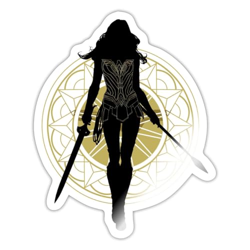 Spreadshirt Wonder Woman Umriss Mit Waffen Sticker, max. 10 x 10 cm, 10 x 10 cm, Weiß glänzend von Spreadshirt
