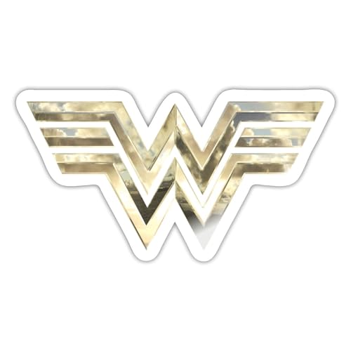 Spreadshirt Wonder Woman 1984 Logo Classic Gold Sticker, max. 10 x 10 cm, 10 x 10 cm, Weiß glänzend von Spreadshirt