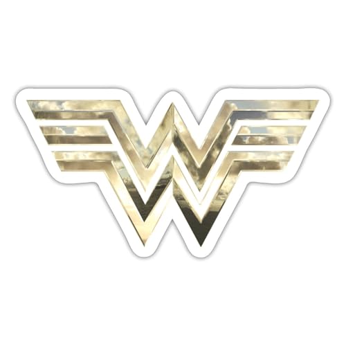 Spreadshirt Wonder Woman 1984 Logo Classic Gold Sticker, max. 10 x 10 cm, 10 x 10 cm, Mattweiß von Spreadshirt