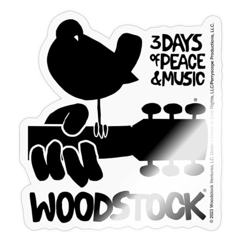 Spreadshirt Woodstock 3 Days Of Peace & Music Sticker, max. 10 x 10 cm, 10 x 10 cm, Transparent glänzend von Spreadshirt