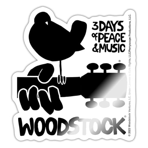 Spreadshirt Woodstock 3 Days Of Peace & Music Sticker, max. 10 x 10 cm, 10 x 10 cm, Weiß glänzend von Spreadshirt