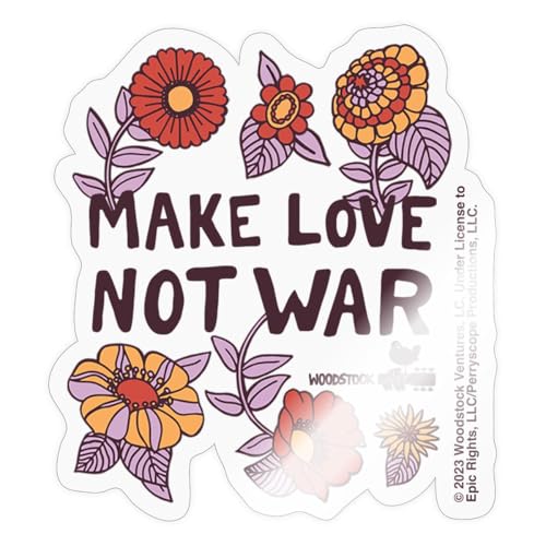 Spreadshirt Woodstock Make Love Not War Mit Blumen Rahmen Sticker, max. 10 x 10 cm, 10 x 10 cm, Transparent glänzend Spreadshirt Woodstock Make Love Not War Mit Blumen Rahmen Sticker, max. 10 x 10 cm, 10 x 10 cm, Transparent glänzend von Spreadshirt