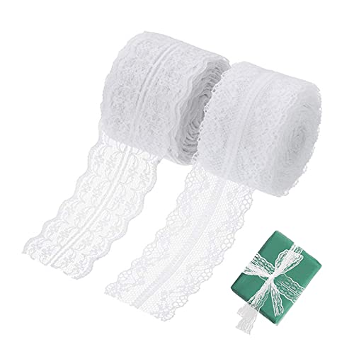 20Mete/2 Rolls Spitzenband weiß vintage, Geschenkband Spitze, tischdeko hochzeit, Handwerk Bordüre, geschenkband bordüre für Geschenkverpackung Geburtstag,Hochzeit Deko Geschenk Basteln DIY Handwerk von Sprießen