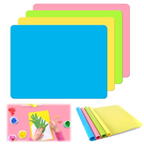 Sprifityy 4 Stück Malunterlage für Kinder 40x30cm, Rutschfeste Antihaft Waschbare Bastelunterlage, Silikonmatte für Malen, Epoxidharz, Handwerk, Knete Zubehör und Arbeitsplatte Küche, DIY von Sprifityy