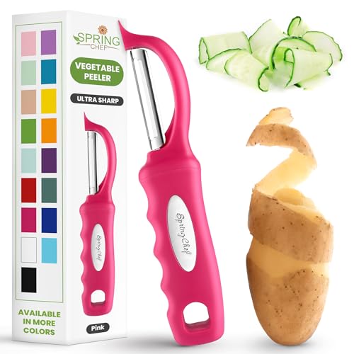 Spring Chef Premium Edelstahl Gemüseschäler für Küche Spülmaschinenfest Apfelschäler mit Rutschfestem Griff & Scharfen Klingen Schälen Kartoffel Obst Gemüse Karotte Mango Gurke - Rosa Spring Chef Premium Edelstahl Gemüseschäler für Küche Spülmaschinenfest Apfelschäler mit Rutschfestem Griff & Scharfen Klingen Schälen Kartoffel Obst Gemüse Karotte Mango Gurke - Rosa von Spring Chef