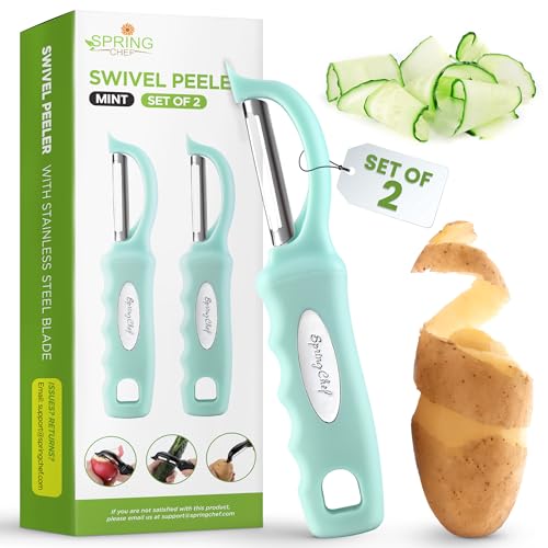 Spring Chef Premium Gemüseschäler mit Drehgelenk, weicher Griff und ultra-scharfe Edelstahlklingen – perfekter Küchenschäler für Gemüse, Obst, Kartoffel, Karotte, Apfel, Minze, 2 Stück Spring Chef Premium Gemüseschäler mit Drehgelenk, weicher Griff und ultra-scharfe Edelstahlklingen – perfekter Küchenschäler für Gemüse, Obst, Kartoffel, Karotte, Apfel, Minze, 2 Stück von Spring Chef