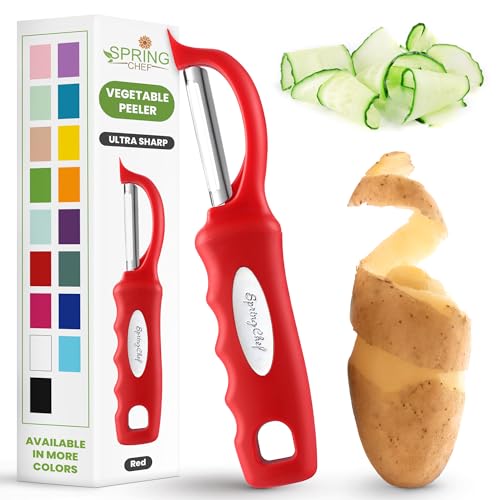 Spring Chef Premium Schwenkbarer Gemüseschäler, weicher Griff und ultrascharfe Edelstahlklingen, perfekter Küchenschäler für Gemüse, Obst, Kartoffeln, Karotten, Apfel, Rot Spring Chef Premium Schwenkbarer Gemüseschäler, weicher Griff und ultrascharfe Edelstahlklingen, perfekter Küchenschäler für Gemüse, Obst, Kartoffeln, Karotten, Apfel, Rot von Spring Chef