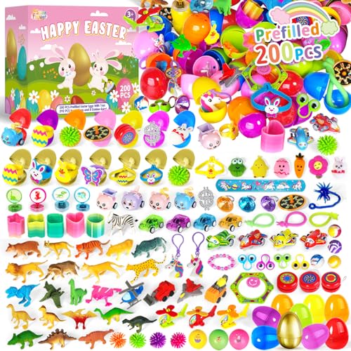 SpringFlower Vorgefüllte Ostereier mit 8 goldenen vorgefüllten Ostereiern für die Ostereiersuche, Oster-Partyzubehör für Kinder, Osterkorbfüller, 192 Stück SpringFlower Vorgefüllte Ostereier mit 8 goldenen vorgefüllten Ostereiern für die Ostereiersuche, Oster-Partyzubehör für Kinder, Osterkorbfüller, 192 Stück von SpringFlower