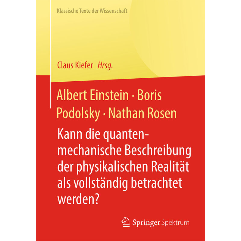Albert Einstein, Boris Podolsky, Nathan Rosen, Kartoniert (TB) von Springer Spektrum