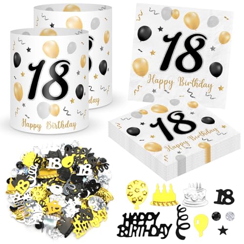 20 Stück Servietten 18. geburtstag+ 12 Stück Windlicht Tischdeko 18 Geburtstag + 500 Stück Konfetti 18 Geburtstag Deko Schwarze Gold, Deko 18. Geburtstag, Tisch Deko 18 Jahre Happy Birthday Jubiläum 20 Stück Servietten 18. geburtstag+ 12 Stück Windlicht Tischdeko 18 Geburtstag + 500 Stück Konfetti 18 Geburtstag Deko Schwarze Gold, Deko 18. Geburtstag, Tisch Deko 18 Jahre Happy Birthday Jubiläum von Sprinlot