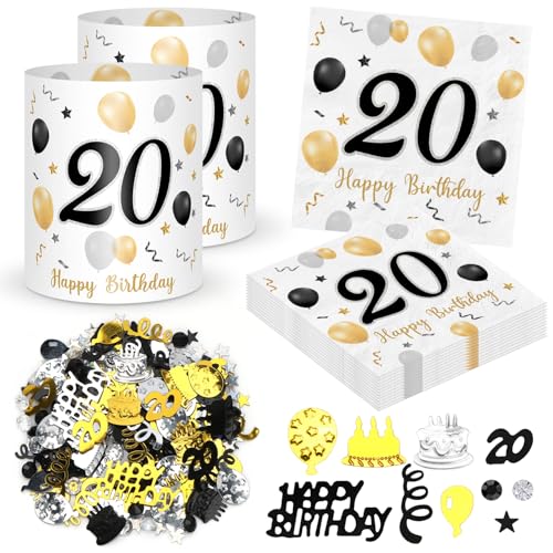 20 Stück Servietten 20. geburtstag+ 12 Stück Windlicht Tischdeko 20 Geburtstag + 500 Stück Konfetti 20 Geburtstag Deko Schwarze Gold, Deko 20. Geburtstag, Tisch Deko 20 Jahre Happy Birthday Jubiläum 20 Stück Servietten 20. geburtstag+ 12 Stück Windlicht Tischdeko 20 Geburtstag + 500 Stück Konfetti 20 Geburtstag Deko Schwarze Gold, Deko 20. Geburtstag, Tisch Deko 20 Jahre Happy Birthday Jubiläum von Sprinlot