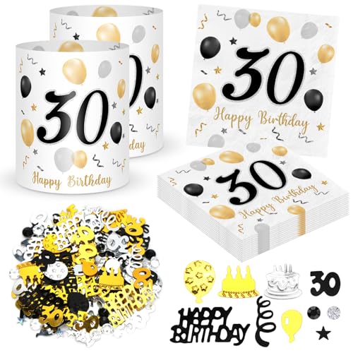 20 Stück Servietten 30. geburtstag+ 12 Stück Windlicht Tischdeko 30 Geburtstag + 500 Stück Konfetti 30 Geburtstag Deko Schwarze Gold, Deko 30. Geburtstag, Tisch Deko 30 Jahre Happy Birthday Jubiläum 20 Stück Servietten 30. geburtstag+ 12 Stück Windlicht Tischdeko 30 Geburtstag + 500 Stück Konfetti 30 Geburtstag Deko Schwarze Gold, Deko 30. Geburtstag, Tisch Deko 30 Jahre Happy Birthday Jubiläum von Sprinlot