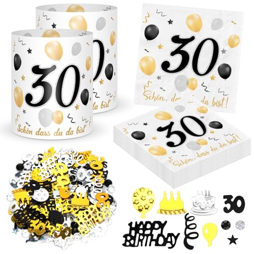 20 Stück Servietten 30. geburtstag+ 12 Stück Windlicht Tischdeko 30 Geburtstag + 500 Stück Konfetti 30 Geburtstag Deko Schwarze Gold, Deko 30. Geburtstag, Tisch Deko 30 Jahre Geburtstag Jubiläum 20 Stück Servietten 30. geburtstag+ 12 Stück Windlicht Tischdeko 30 Geburtstag + 500 Stück Konfetti 30 Geburtstag Deko Schwarze Gold, Deko 30. Geburtstag, Tisch Deko 30 Jahre Geburtstag Jubiläum von Sprinlot